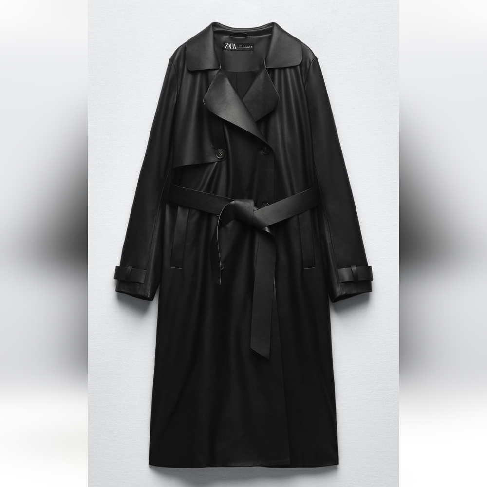 FAUX LEATHER BELTED TRENCH